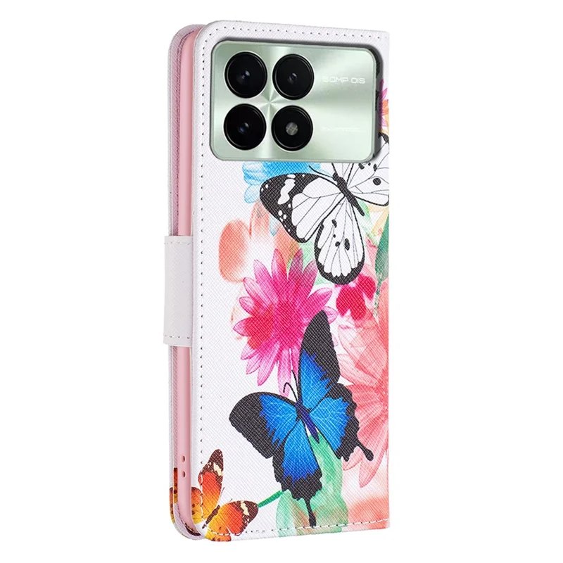 For Xiaomi Redmi K70E 5G / Poco X6 Pro 5G Leather Wallet Case Pattern Printing Phone Stand Cover - Two Butterflies