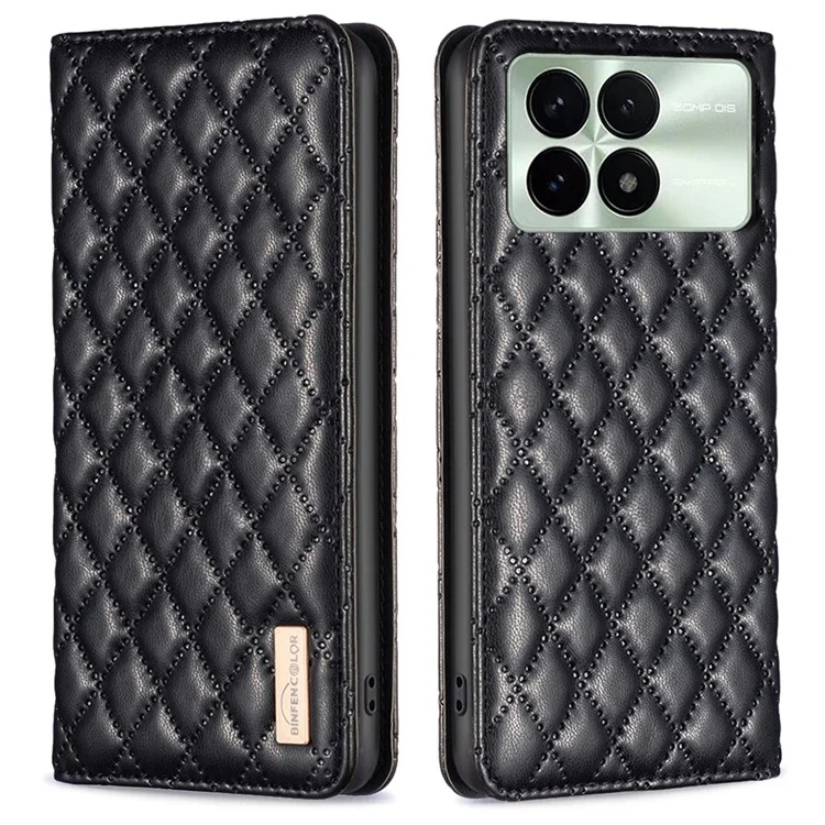 BINFEN COLOR BF Style-16 For Xiaomi Redmi K70E 5G / Poco X6 Pro 5G Case with Card Slot PU Leather Stand Cover Phone Case - Black