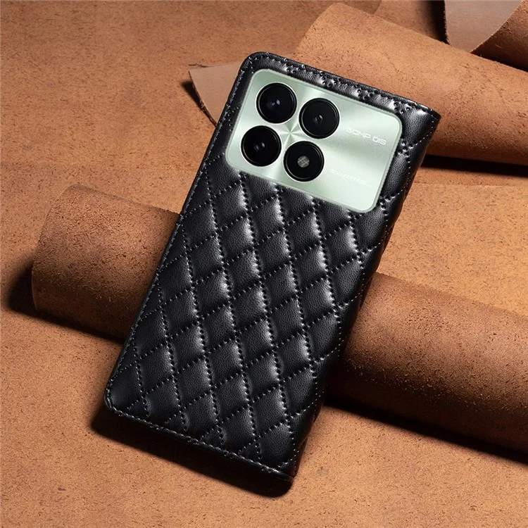 BINFEN COLOR BF Style-16 For Xiaomi Redmi K70E 5G / Poco X6 Pro 5G Case with Card Slot PU Leather Stand Cover Phone Case - Black
