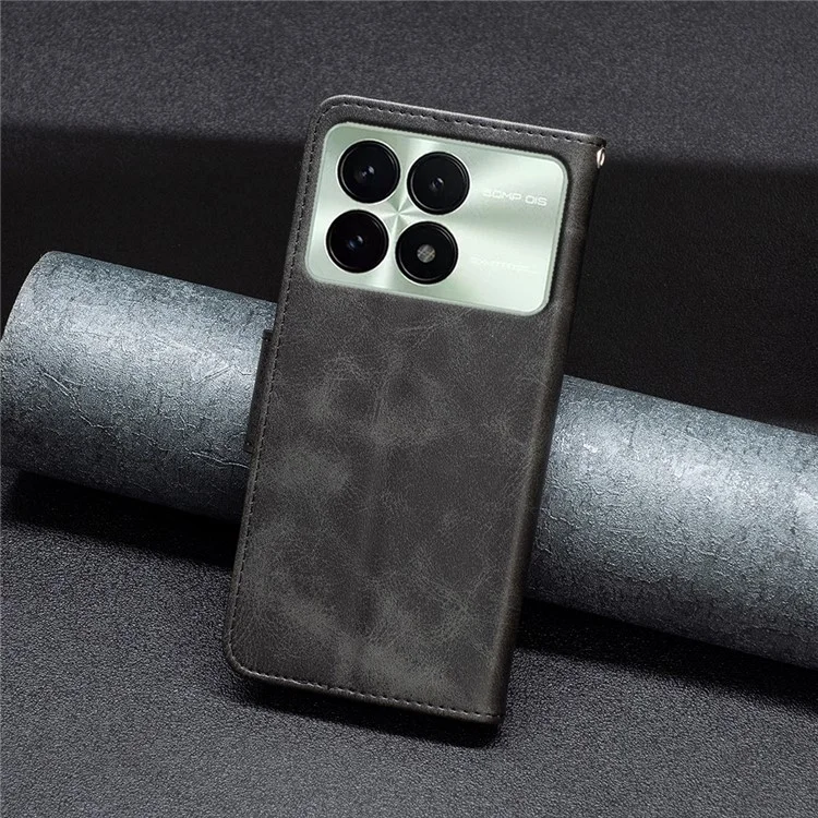 Для Xiaomi Poco F6 Pro 5G / Redmi K70 5G / K70 Pro 5G Чехол Кожаный Кошелек Стойка Откидная Крышка - Черный