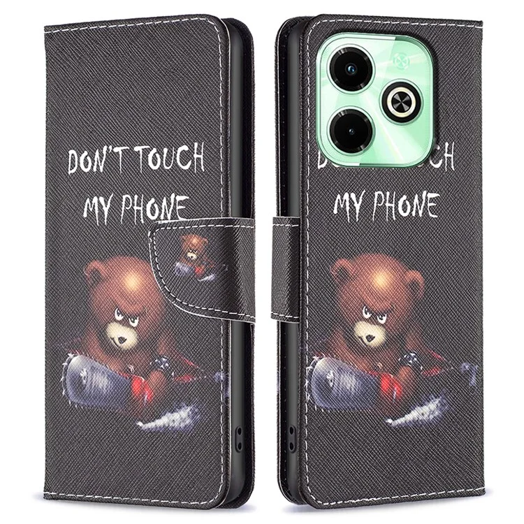For Infinix Hot 40i X6528B PU Leather Case with Wallet Stand Pattern Printing Cover - Bear