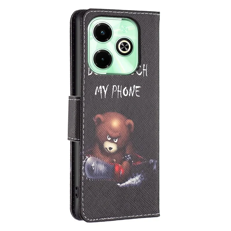 For Infinix Hot 40i X6528B PU Leather Case with Wallet Stand Pattern Printing Cover - Bear