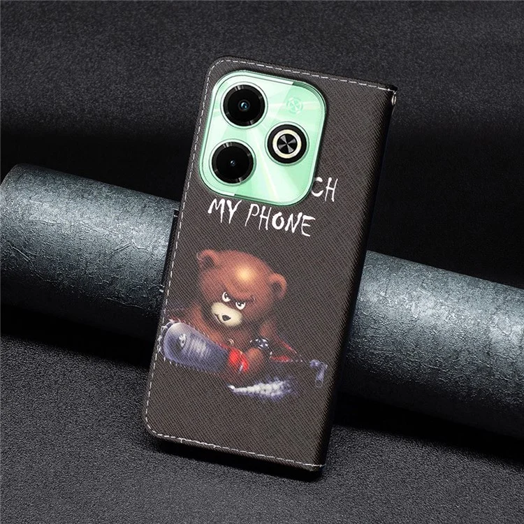For Infinix Hot 40i X6528B PU Leather Case with Wallet Stand Pattern Printing Cover - Bear