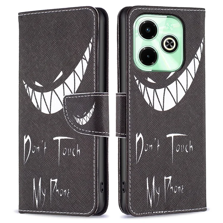 For Infinix Hot 40i X6528B PU Leather Case with Wallet Stand Pattern Printing Cover - Don't Touch My Phone