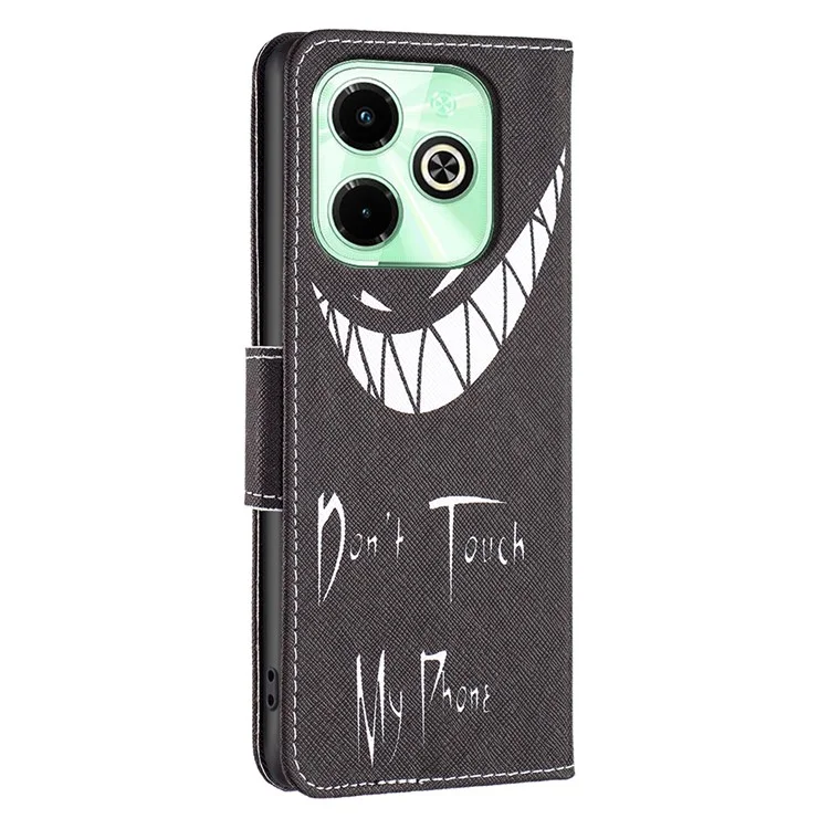 For Infinix Hot 40i X6528B PU Leather Case with Wallet Stand Pattern Printing Cover - Don't Touch My Phone