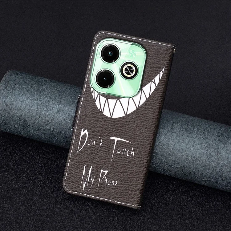 For Infinix Hot 40i X6528B PU Leather Case with Wallet Stand Pattern Printing Cover - Don't Touch My Phone