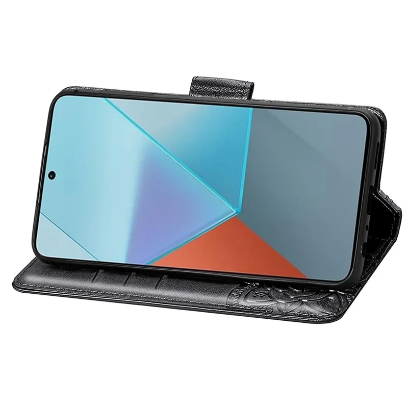 For Xiaomi Redmi Note 13 Pro 5G / Poco X6 5G Case Wallet with Card Holder Butterfly Pattern PU Leather Phone Cover - Black