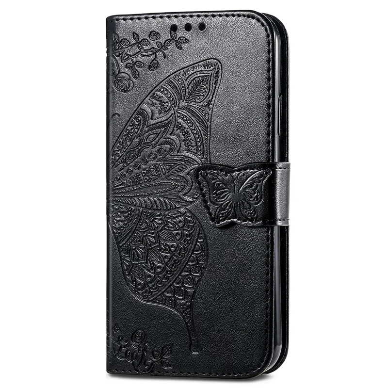 For Xiaomi Redmi Note 13 Pro 5G / Poco X6 5G Case Wallet with Card Holder Butterfly Pattern PU Leather Phone Cover - Black
