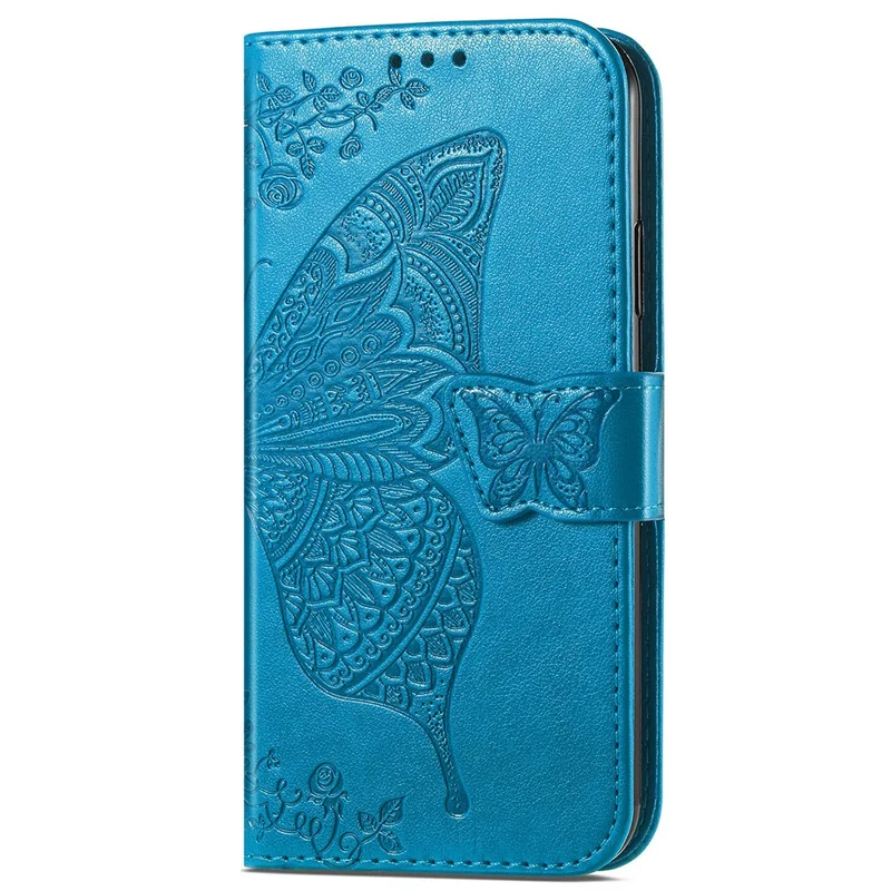For Google Pixel 8a Phone Case Butterfly Pattern Imprinted PU Leather Flip Cover - Blue