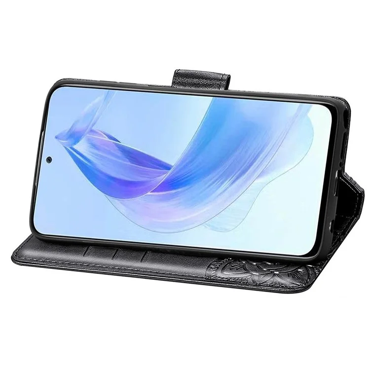 Per Honor 90 Lite 5G / X50i 5G Custodia a portafoglio stile flip in pelle con motivo a farfalla - Nero 