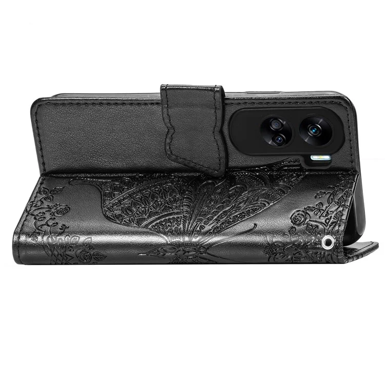 Per Honor 90 Lite 5G / X50i 5G Custodia a portafoglio stile flip in pelle con motivo a farfalla - Nero 