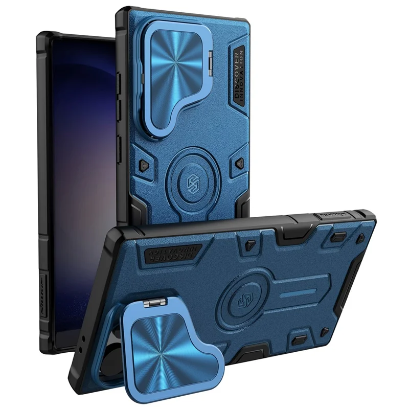 NILLKIN CamShield Armor Prop Case for Samsung Galaxy S24 Ultra Camera Lid PC+TPU Cover Magnetic Case - Blue