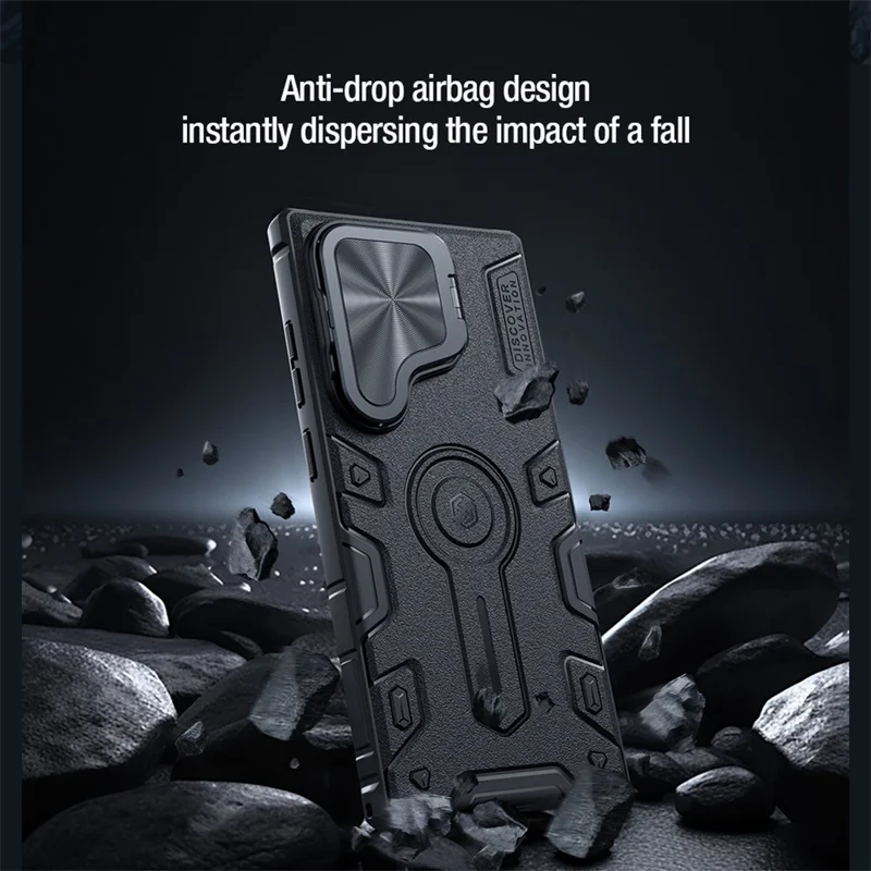 NILLKIN CamShield Armor Prop Case for Samsung Galaxy S24 Ultra Camera Lid PC+TPU Cover Magnetic Case - Blue
