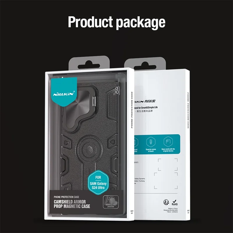 NILLKIN CamShield Armor Prop Case for Samsung Galaxy S24 Ultra Camera Lid PC+TPU Cover Magnetic Case - Blue