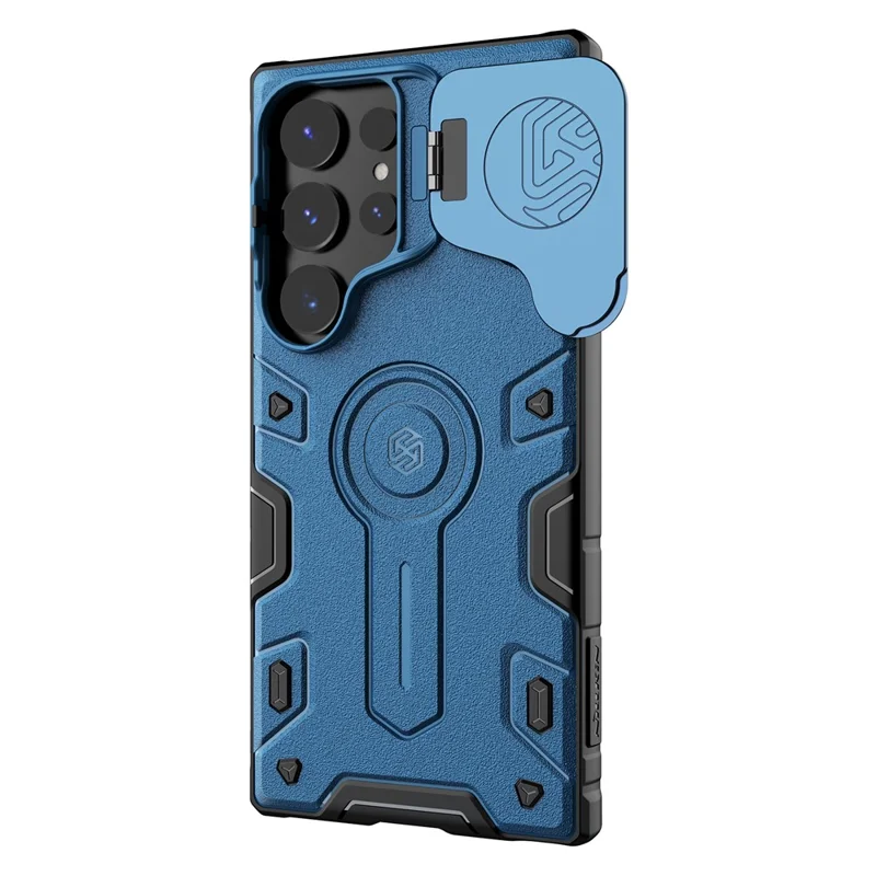 NILLKIN CamShield Armor Prop Case for Samsung Galaxy S24 Ultra Camera Lid PC+TPU Cover Magnetic Case - Blue