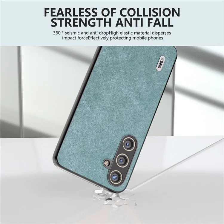 ABEEL Für Samsung Galaxy S24+ Cell Phone Case PU Leder beschichtet PC Stoßfest Schutzhülle - Baby Blau