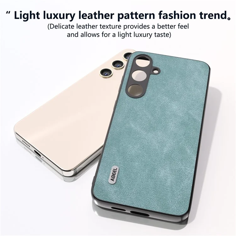 ABEEL Für Samsung Galaxy S24+ Cell Phone Case PU Leder beschichtet PC Stoßfest Schutzhülle - Baby Blau