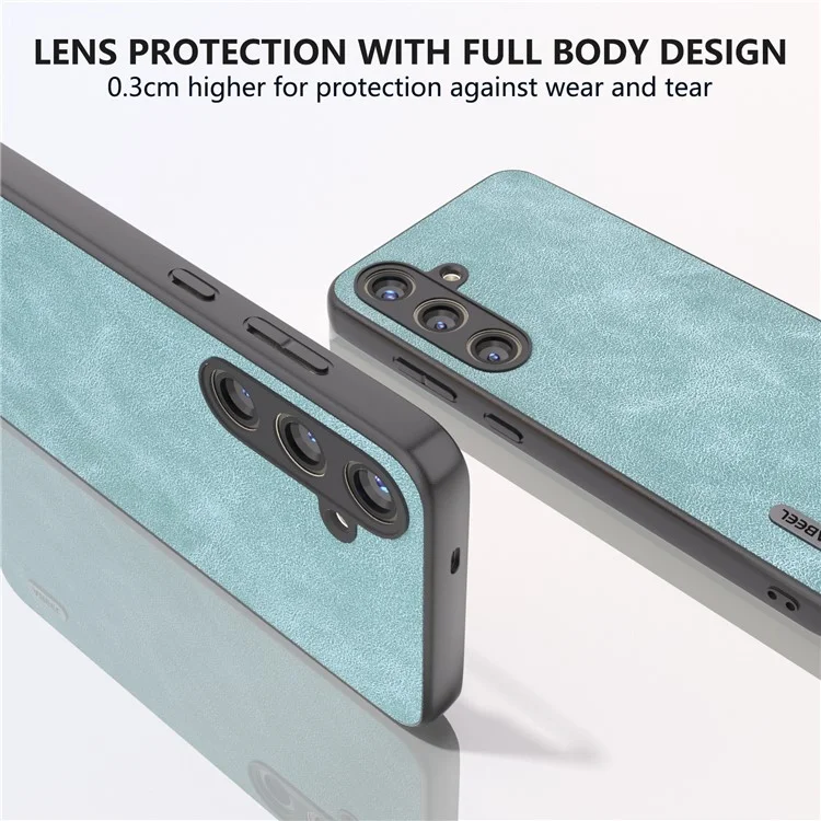 ABEEL Für Samsung Galaxy S24+ Cell Phone Case PU Leder beschichtet PC Stoßfest Schutzhülle - Baby Blau