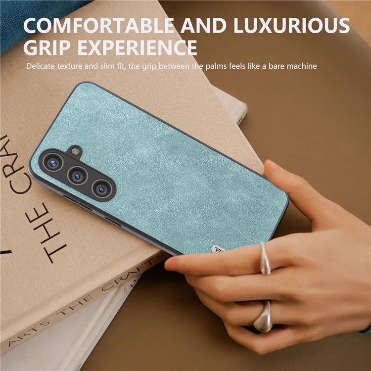 ABEEL Für Samsung Galaxy S24+ Cell Phone Case PU Leder beschichtet PC Stoßfest Schutzhülle - Baby Blau