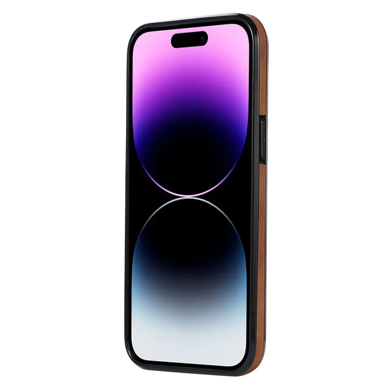 Für iPhone 14 Pro Max Hülle Leder TPU Cover mit Rückkartenhalter Schultergurt - Braun