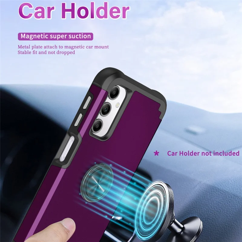 For Samsung Galaxy A14 4G  /  5G Case Ring Holder Fingerprint-proof PC+TPU Phone Back Cover - Dark Purple