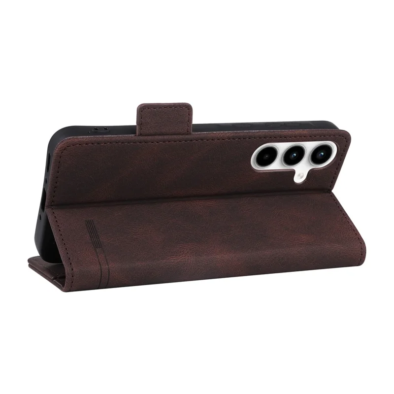 Para o Samsung Galaxy A55 5G Magnetic Case Leather Wallet Phone Cover com Hardware Decor - Coffee