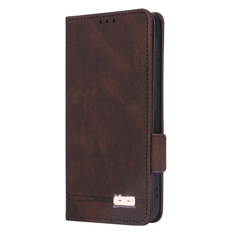Para o Samsung Galaxy A55 5G Magnetic Case Leather Wallet Phone Cover com Hardware Decor - Coffee