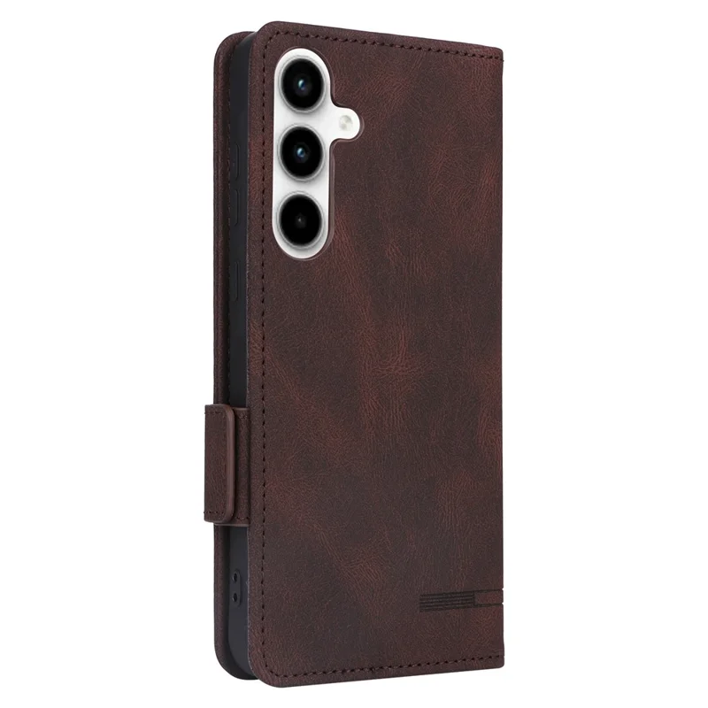 Para o Samsung Galaxy A55 5G Magnetic Case Leather Wallet Phone Cover com Hardware Decor - Coffee