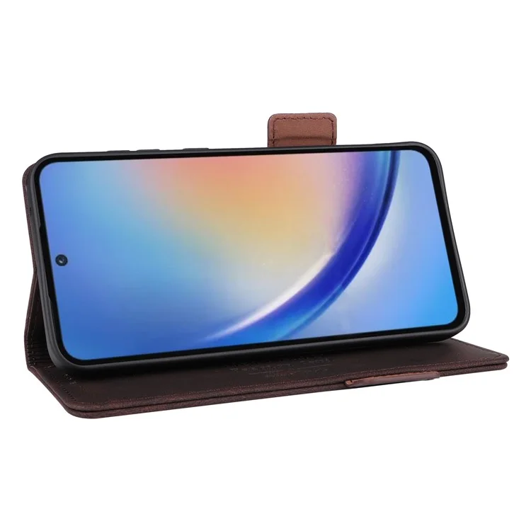 Para Samsung Galaxy A35 5G Funda Antirasguños Hardware Decoración Cubierta de teléfono de pie de cuero - Café