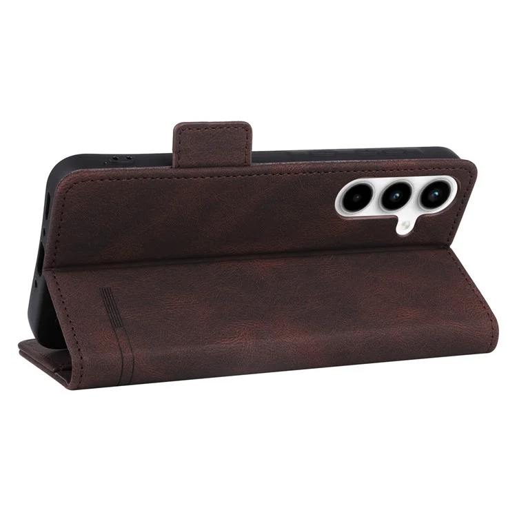 Para Samsung Galaxy A35 5G Funda Antirasguños Hardware Decoración Cubierta de teléfono de pie de cuero - Café