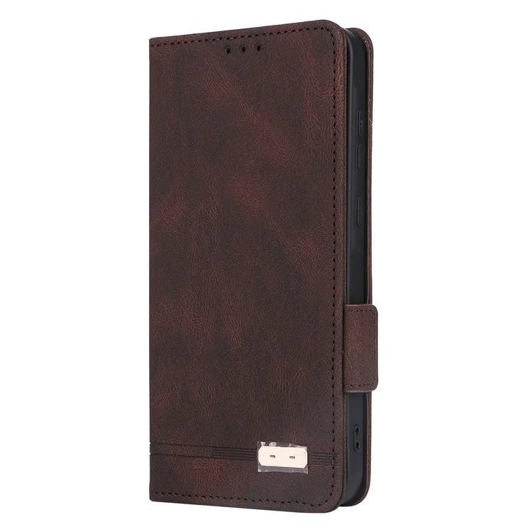 Para Samsung Galaxy A35 5G Funda Antirasguños Hardware Decoración Cubierta de teléfono de pie de cuero - Café