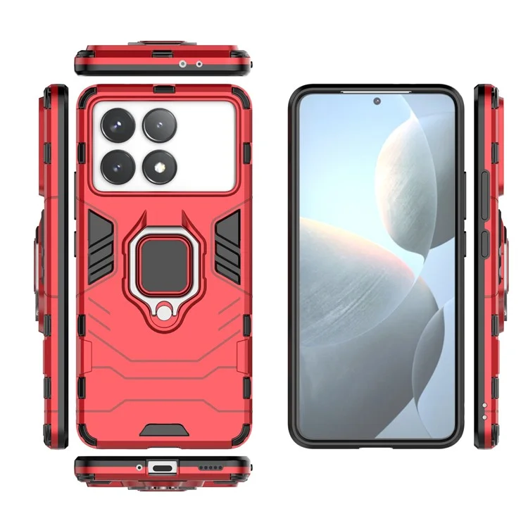 Для Xiaomi Poco F6 Pro 5G / Redmi K70 5G / K70 Pro 5G Чехол с держателем кольца Подставка Ударопрочный Чехол для телефона - Красный