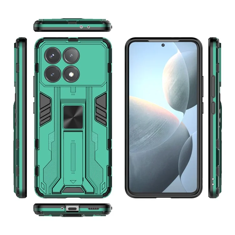 For Xiaomi Poco F6 Pro 5G / Redmi K70 5G / K70 Pro 5G Case Kickstand Hybrid Hard PC Soft TPU Phone Cover - Green
