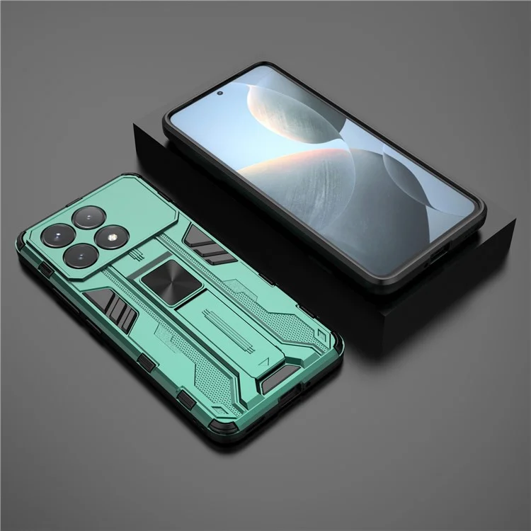 For Xiaomi Poco F6 Pro 5G / Redmi K70 5G / K70 Pro 5G Case Kickstand Hybrid Hard PC Soft TPU Phone Cover - Green