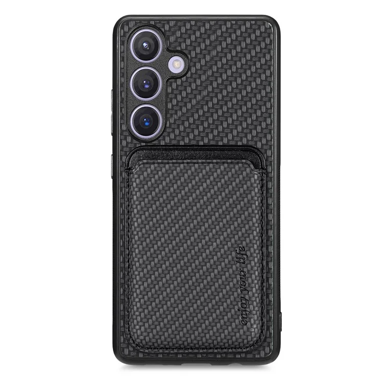 Für Samsung Galaxy S24 Rückseite Magnetische Kartenhalter Schutzhülle - Schwarz