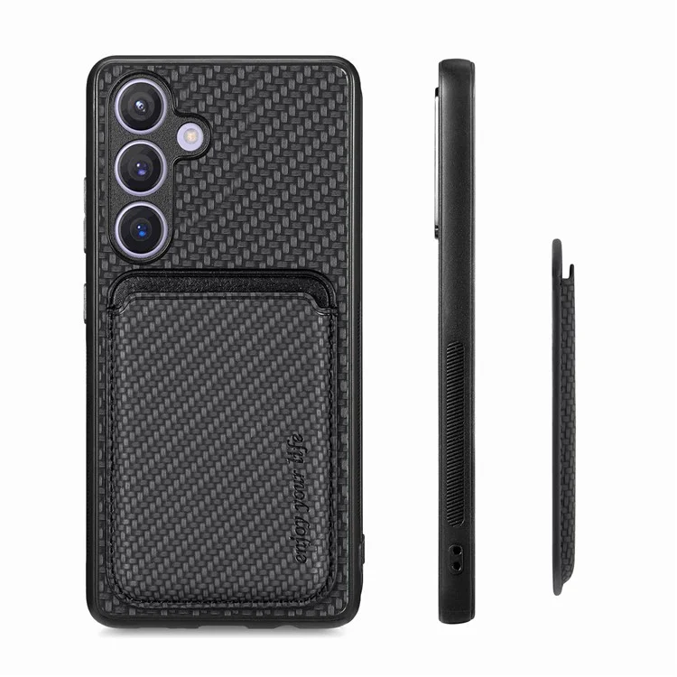 Für Samsung Galaxy S24 Rückseite Magnetische Kartenhalter Schutzhülle - Schwarz