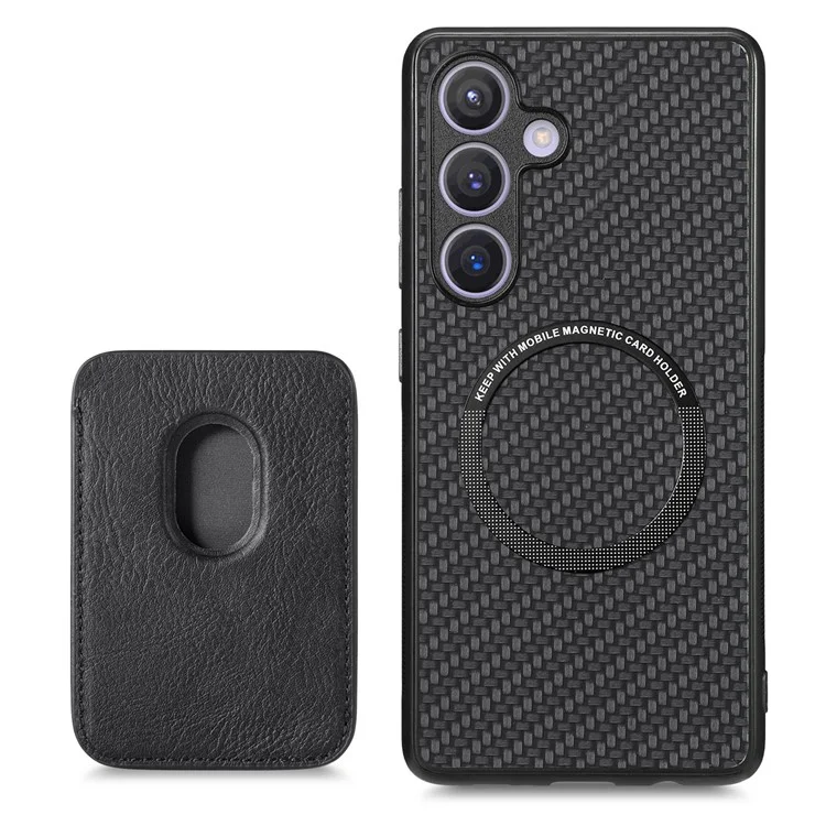 Für Samsung Galaxy S24 Rückseite Magnetische Kartenhalter Schutzhülle - Schwarz