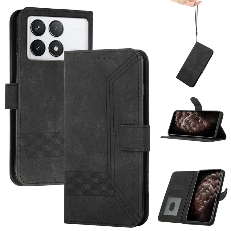 YX0010 Series for Xiaomi Poco F6 Pro 5G / Redmi K70 5G / K70 Pro 5G Leather Cover Stand Wallet Case - Black