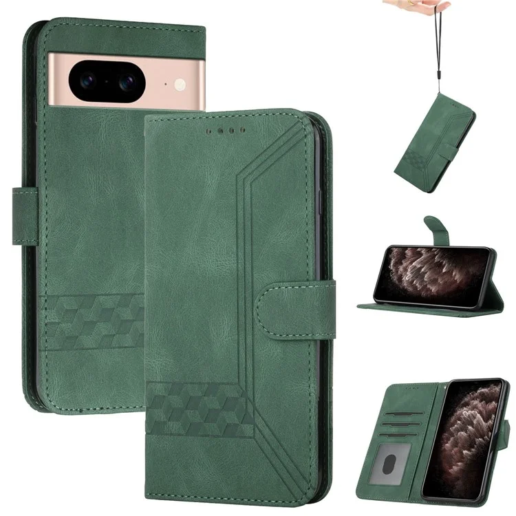 YX0010 Series for Google Pixel 8a Wallet Leather Case Protective Phone Cover - Blackish Green