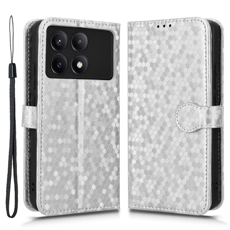 For Xiaomi Redmi K70E 5G / Poco X6 Pro 5G Case Leather Imprinted Dots Pattern Smartphone Cover - Silver