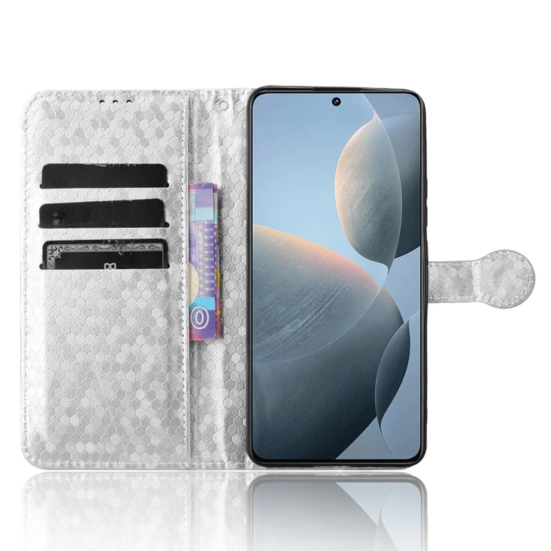 For Xiaomi Redmi K70E 5G / Poco X6 Pro 5G Case Leather Imprinted Dots Pattern Smartphone Cover - Silver