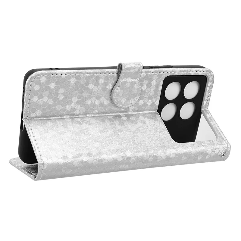 For Xiaomi Redmi K70E 5G / Poco X6 Pro 5G Case Leather Imprinted Dots Pattern Smartphone Cover - Silver