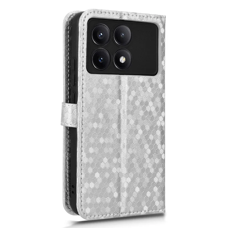 For Xiaomi Redmi K70E 5G / Poco X6 Pro 5G Case Leather Imprinted Dots Pattern Smartphone Cover - Silver