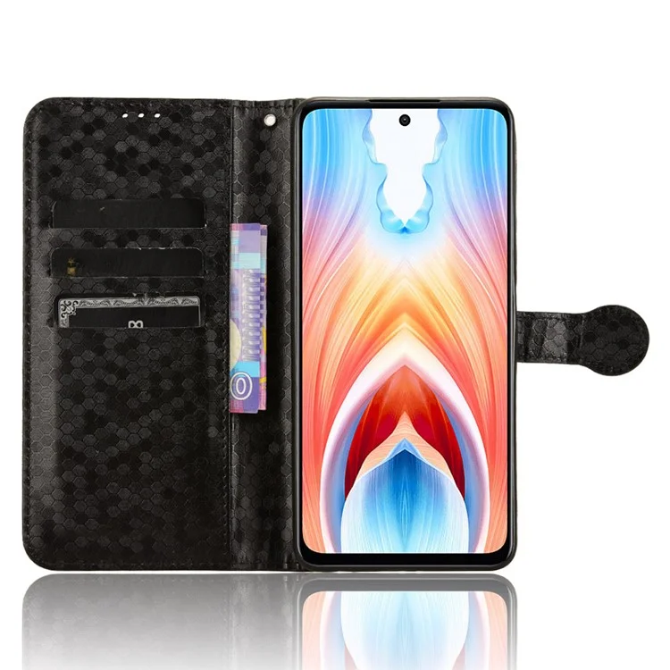 Per Oppo A79 5G / A2 5G Custodia per telefono magnetica in pelle con motivo a puntini stampati - Nero