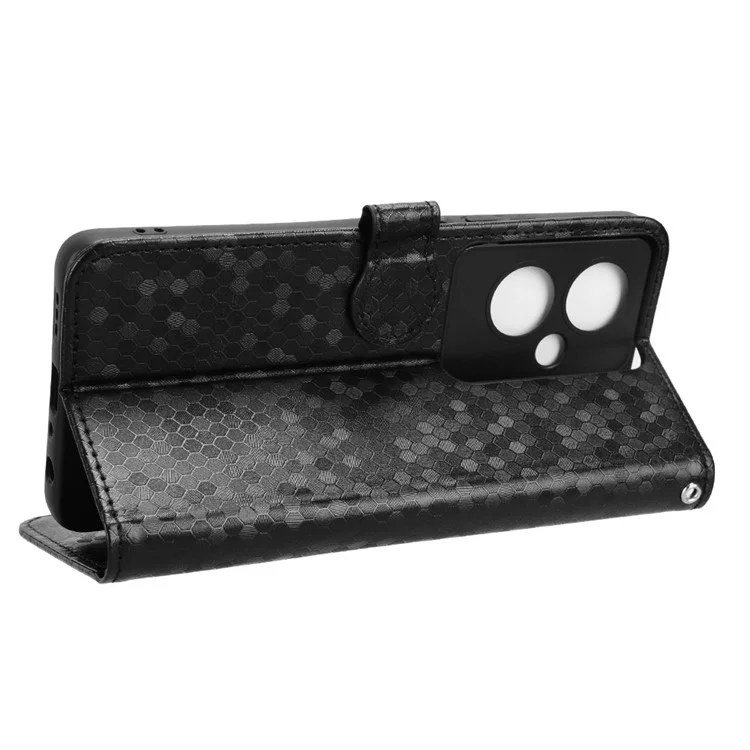 Per Oppo A79 5G / A2 5G Custodia per telefono magnetica in pelle con motivo a puntini stampati - Nero