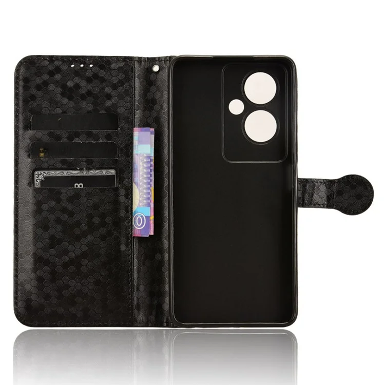 Per Oppo A79 5G / A2 5G Custodia per telefono magnetica in pelle con motivo a puntini stampati - Nero