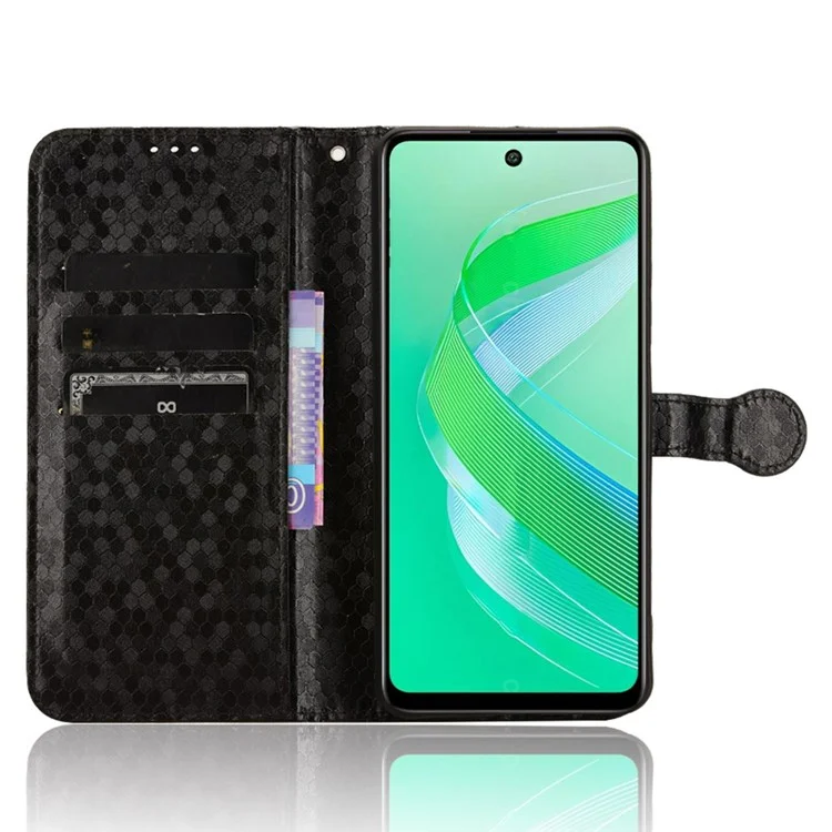 For Infinix Smart 8 4G Magnetic Phone Case Leather Drop-Proof Card Slot Cover with Strap - Black