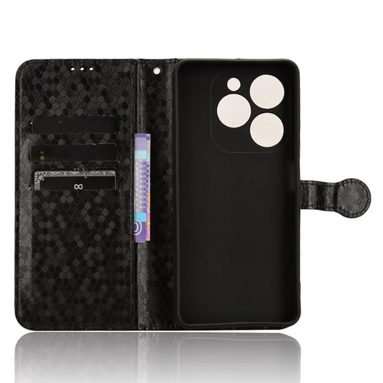 For Infinix Smart 8 4G Magnetic Phone Case Leather Drop-Proof Card Slot Cover with Strap - Black