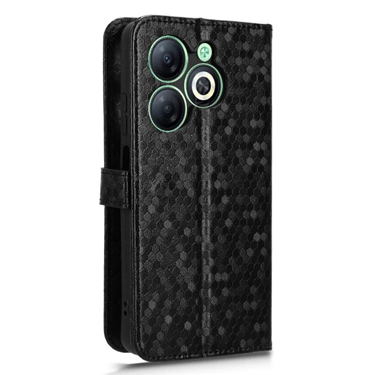 For Infinix Smart 8 4G Magnetic Phone Case Leather Drop-Proof Card Slot Cover with Strap - Black
