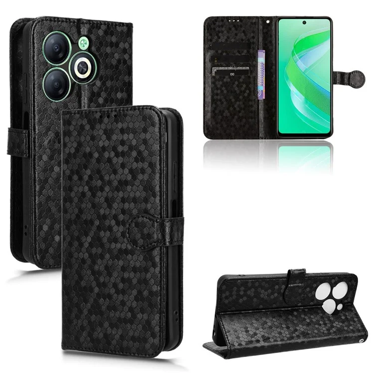 For Infinix Smart 8 4G Magnetic Phone Case Leather Drop-Proof Card Slot Cover with Strap - Black